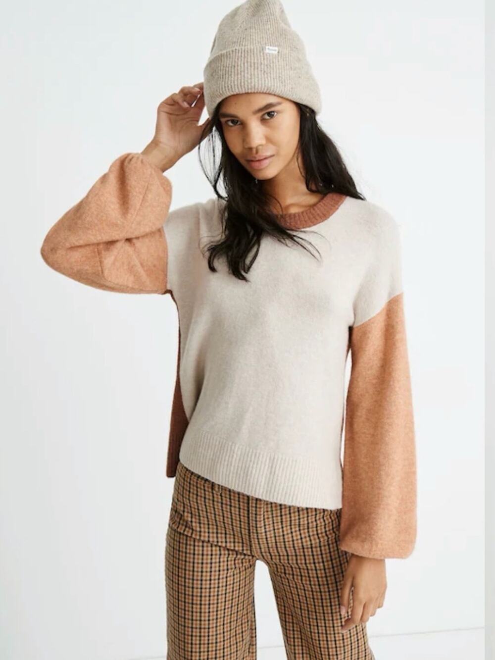 Madewell Colorblock Payton Pullover Sweater in Coziest Yarn womens size small